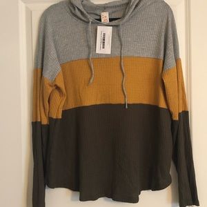 NWT Color-Block Waffle Hoodie - Royal and Reese